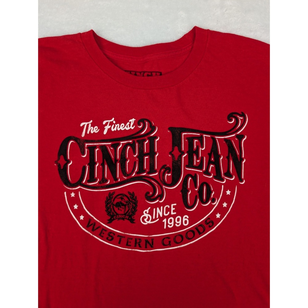 Cinch Red Short Sleeve Graphic Tee with Black & White Logo